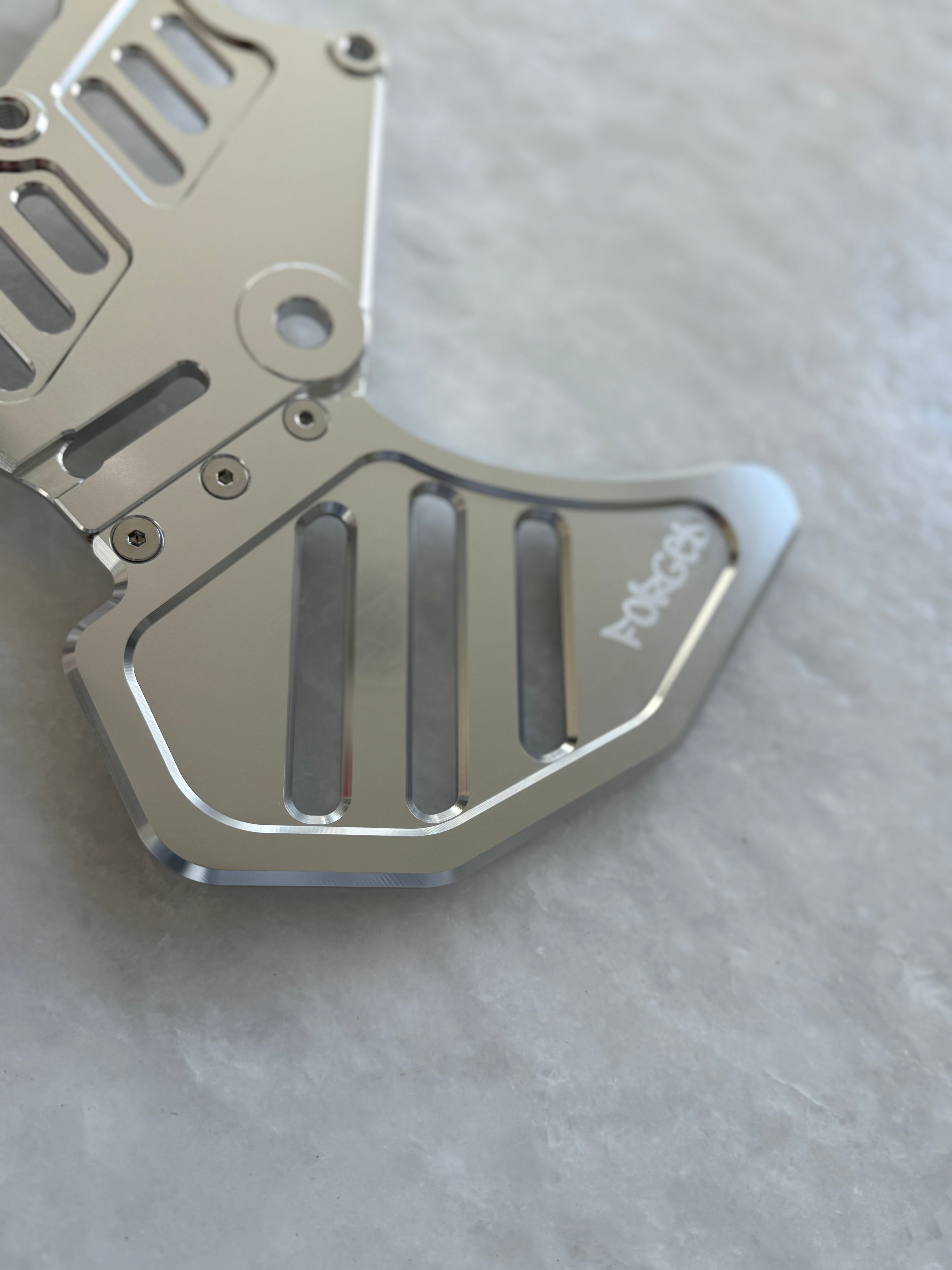 Metal E-Moto Dual Caliper Mount with rotor guard