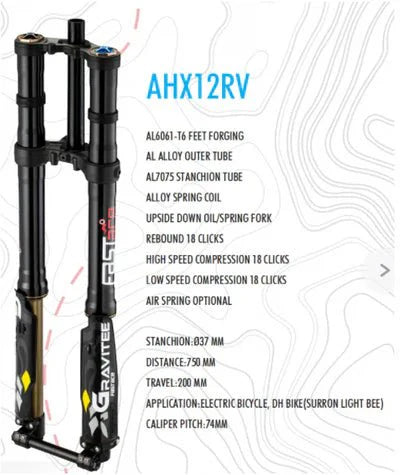 AHX12RV FastAce Gravitee Fork for E-Moto. Surron, E-Ride Pro, Talaria
